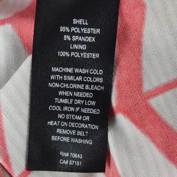 Jessica Howard Chevron Midi Dress Coral Gray Zip Back Long Sleeve Lined Size 14 - Picture 10 of 10